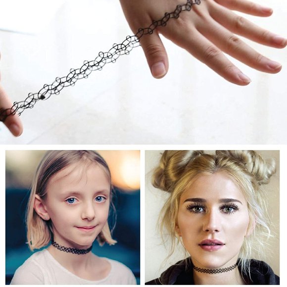 Choker Necklace Set Henna Tattoo Set of 12 - Picture 5 of 6